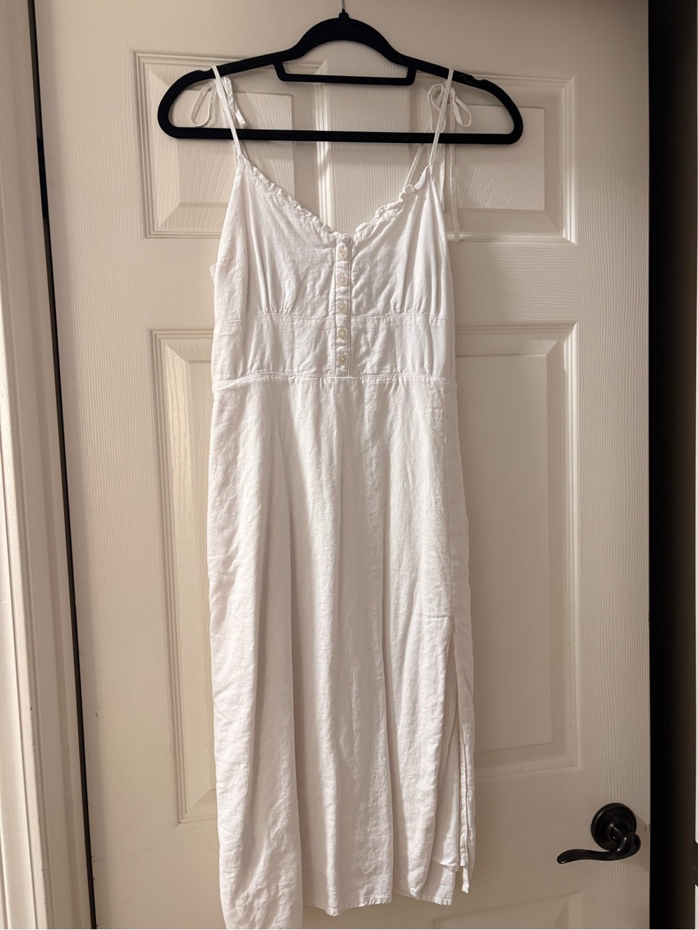 Abercrombie & Fitch White Midi Sundress with Tie Straps